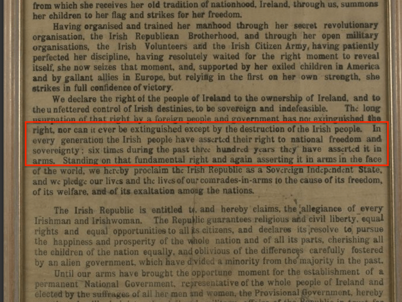 The 6 Irish revolts referenced in the 1916 Proclamation